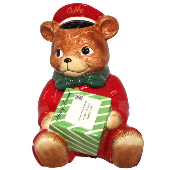 Harry & David's Other - Harry & David 2010 Le Cubby Delivery Mailman Christmas Bear Cookie Jar Container